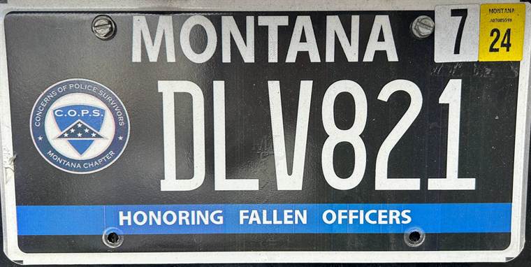 Montana specialty plate honoring fallen police officers