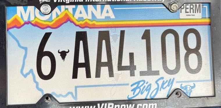 Montana license plate with a second Gallatin County format